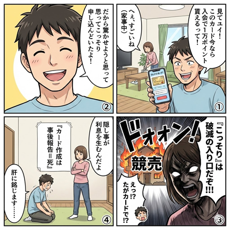 夫婦に秘密での借金マンガ