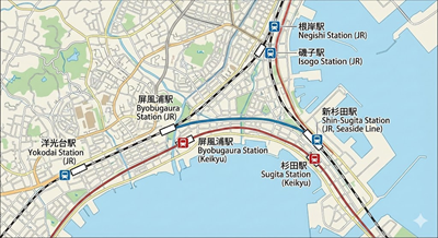 磯子区の駅地図