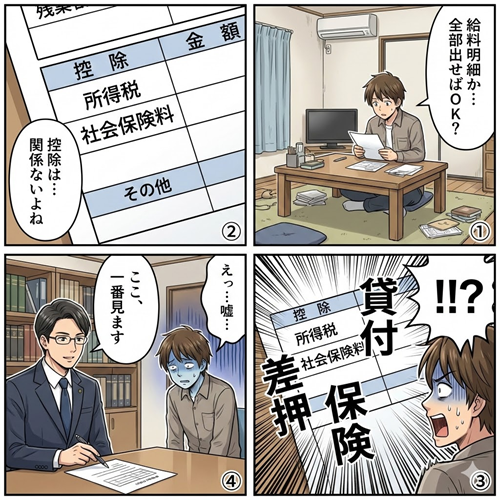 自己破産と個人再生における給料明細